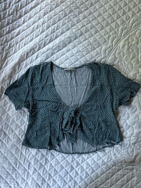 PacSun LA Hearts Blue Floral Tie-Front Top